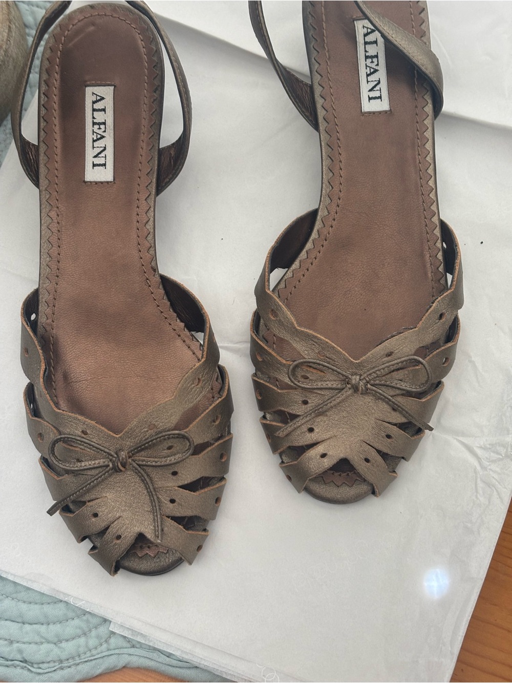 Alfani Bronze Metallic Peep-Toe Slingback Sandals